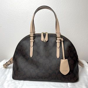 Coach Peyton Cora Domed Satchel Monogram Bag! 💯 Authentic!